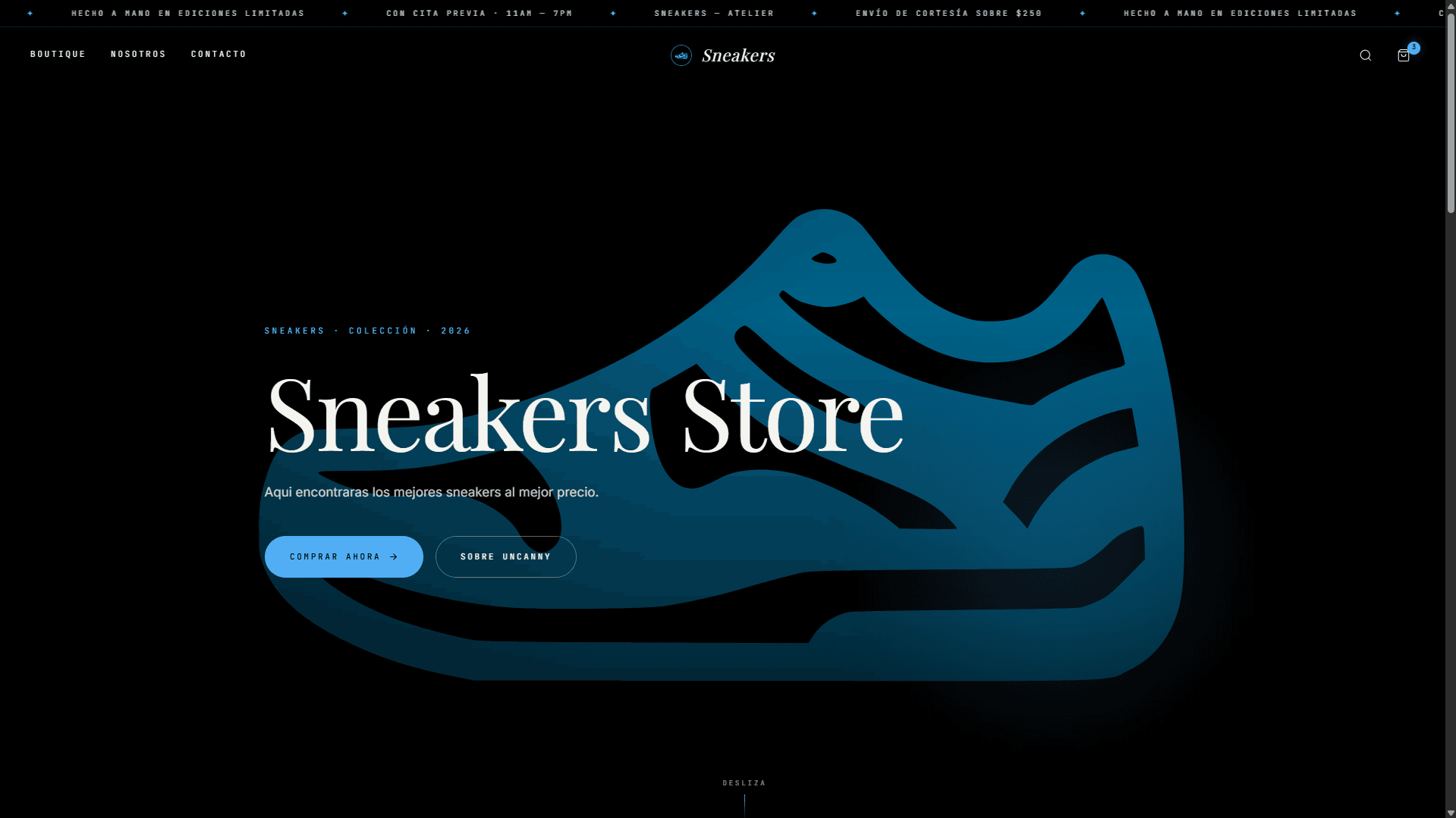 Sneakers Store — vista de la tienda